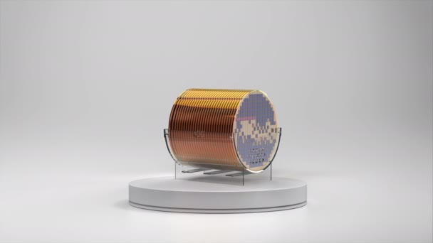 Rendering Stack Van Silicium Wafer Platen Voor Halfgeleider Productie Video — Stockvideo