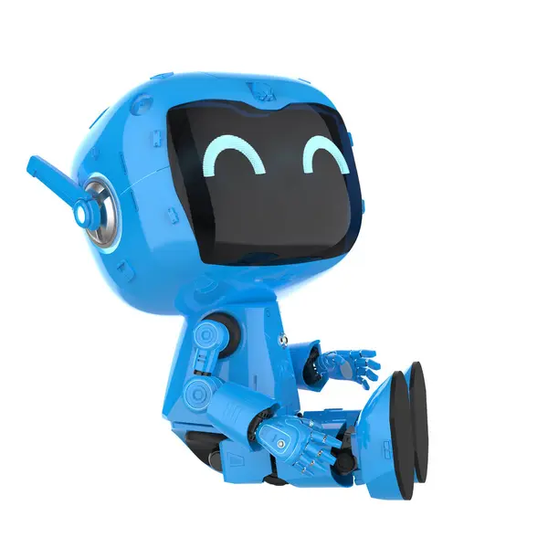Renderowanie Słodkie Małe Sztuczna Inteligencja Osobisty Asystent Robot Postacią Kreskówek — Zdjęcie stockowe