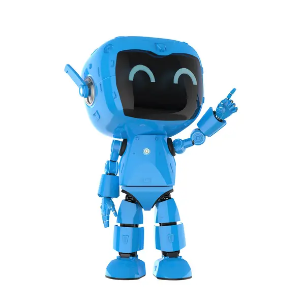 Renderizado Lindo Pequeño Robot Asistente Personal Inteligencia Artificial Con Caricatura — Foto de Stock