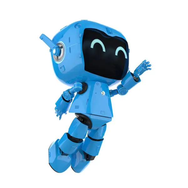 Rendering Cute Small Artificial Intelligence Personal Assistant Robot Cartoon Character — Stock Photo, Image
