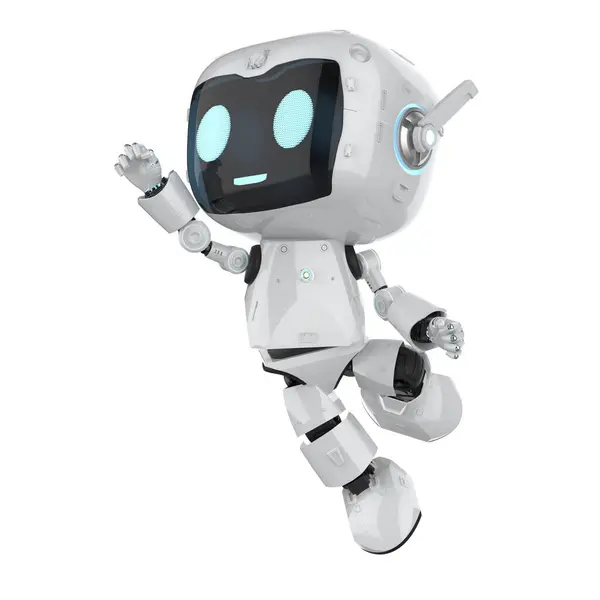 Rendering Cute Small Artificial Intelligence Personal Assistant Robot Cartoon Character Royalty Free Stock Images