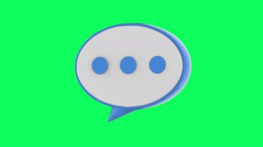 Yeşil ekran 4k görüntülerinde noktalı yörüngeye sahip 3D konuşma balonu oluşturuluyor