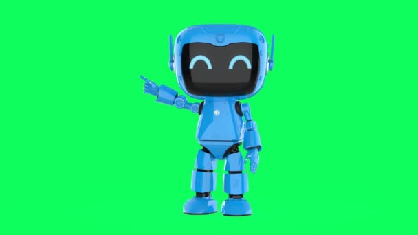 Rendering Niedlich Und Kleine Künstliche Intelligenz Persönlicher Assistent Roboter Fingerzeig — Stockvideo