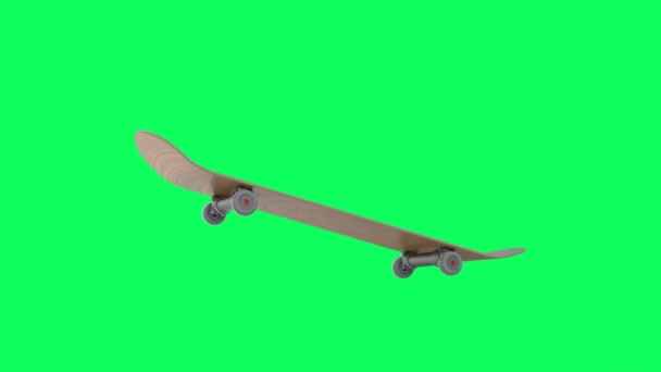 Skateboard Fall Bounce Isolated Green Screen Footage — Stock Video