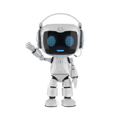 3D görüntüleme ai Chatbot ya da kişisel asistan robot kulaklıkla sohbet