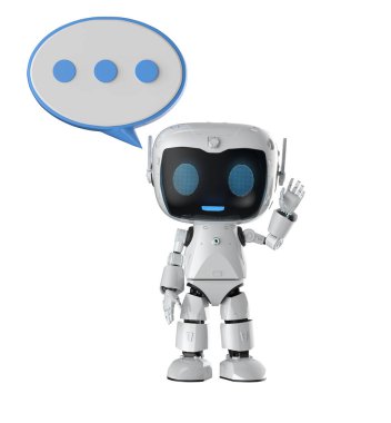 3D görüntüleme ai Chatbot veya kişisel asistan robot konuşma baloncuğu ile sohbet