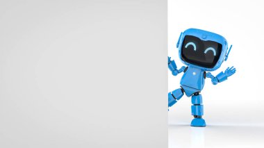 3D görüntüleme şirin ve küçük yapay zeka kişisel asistan robot beyaz boşluk ile