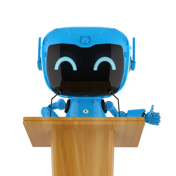 Rendering Robotic Public Speaker Speaking Podium — Stock Photo, Image