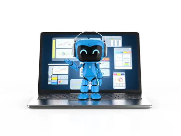 Automatisierung Büroangestelltes Konzept Mit Rendering Personal Assistant Roboter Arbeit Mit Stockfoto