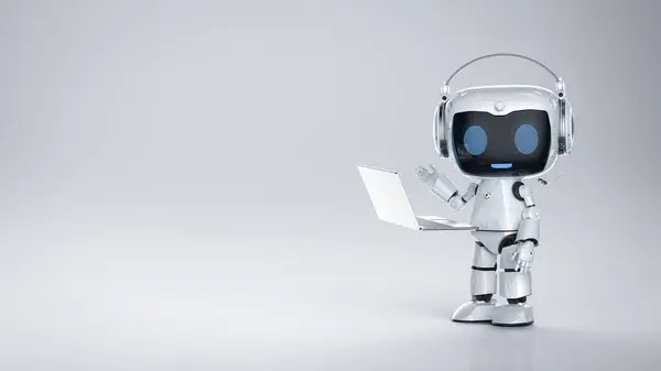 Automatisierung Büroangestelltes Konzept Mit Rendering Personal Assistant Roboter Arbeit Mit Stockbild