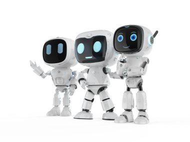 3D sevimli ve küçük yapay zekaya sahip kişisel asistan robotlar ileri görüşlü