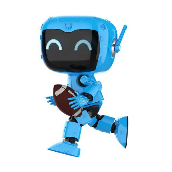 Rendering Personal Assistant Robot Holding American Football Ball — Stock Photo, Image