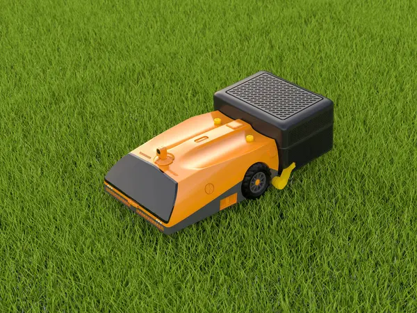 3D自动除草机或电动除草机 用于绿草草坪护理 图库图片
