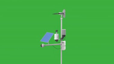 Güneş paneli yeşil ekranda izole edilmiş hava istasyonu