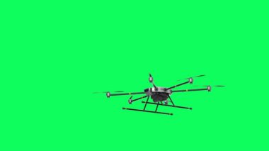 Dönen pervaneli 3D görüntüleme dronu yeşil ekran 4k görüntüde izole edildi