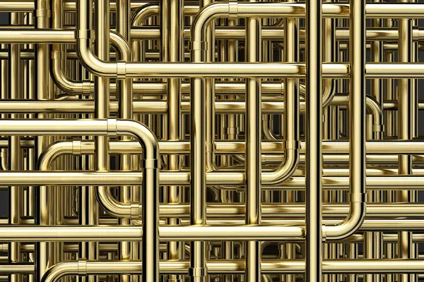 stock image 3d rendering golden pipe maze or pipeline background