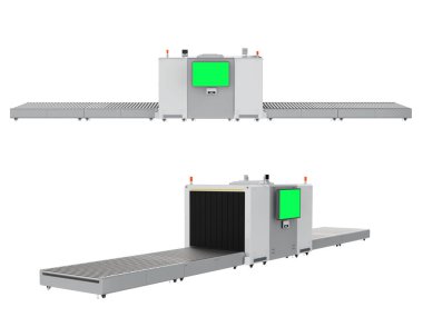 Boş ekran monitörü beyaz üzerine izole edilmiş 3D tarama makinesi