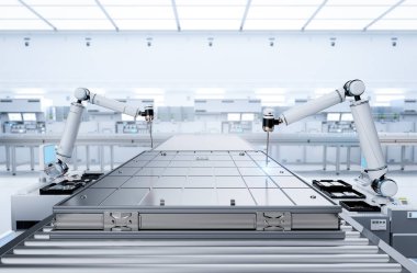 Otomasyon bataryası 3d üretimi li Li-ion ya da robotik kol tarafından üretilen şarj edilebilir pil