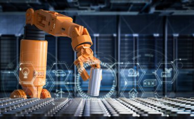 Otomasyon bataryası 3d üretimi li Li-ion ya da robotik kol tarafından üretilen şarj edilebilir pil