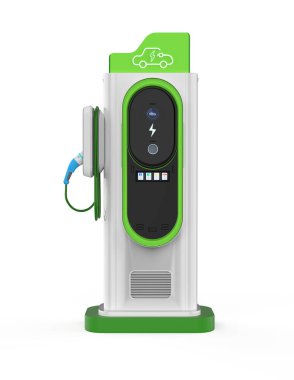 3d şarj istasyonu veya elektrikli araç şarj istasyonu beyaza izole edildi