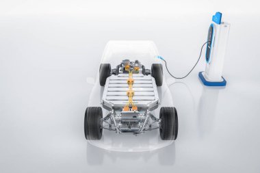 Şarj istasyonunda her arabanın veya elektrikli aracın 3D görüntülenmesi