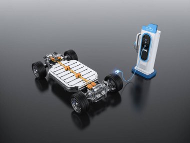 Şarj istasyonunda her arabanın veya elektrikli aracın 3D görüntülenmesi