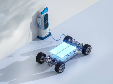 Şarj istasyonunda her arabanın veya elektrikli aracın 3D görüntülenmesi