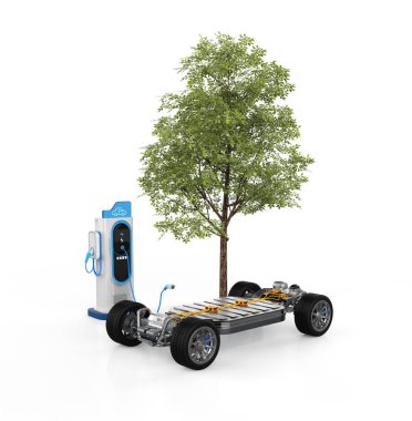 3D rensing her araba veya elektrikli araç şarj istasyonu ile sıfır emisyonlu yeşil enerji