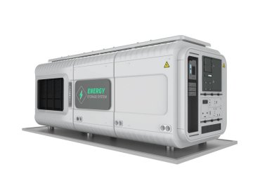 3d enerji depolama sistemi veya batarya konteynır ünitesi beyaz üzerine izole