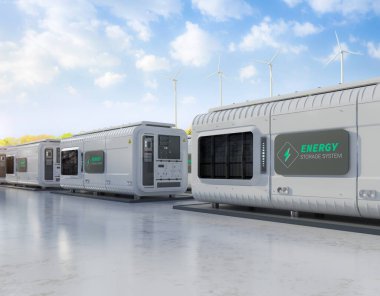 Türbin çiftliği olan 3d enerji depolama sistemi veya pil kabı birimleri