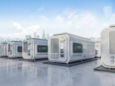 Sıfır emisyonlu akıllı şehir için 3D enerji depolama sistemi veya pil taşıyıcı birimi