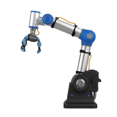 3D rendeleme metalik ai robotik kavrama kolu beyaz üzerinde izole