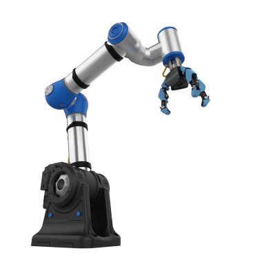 3D rendeleme metalik ai robotik kavrama kolu beyaz üzerinde izole