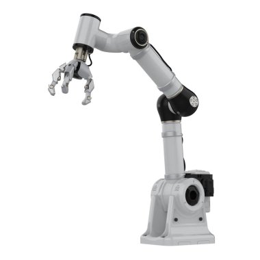 3D görüntüleme beyaz ai robotik kavrama kolu beyaz üzerinde izole