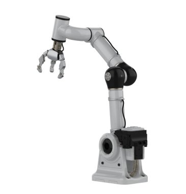 3D görüntüleme beyaz ai robotik kavrama kolu beyaz üzerinde izole