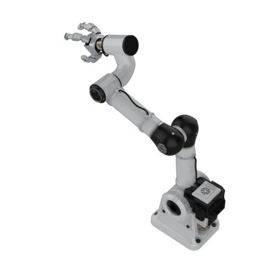 3D görüntüleme beyaz ai robotik kavrama kolu beyaz üzerinde izole