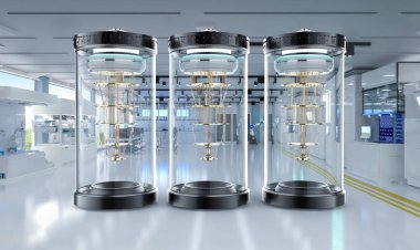 Laboratuvarda kalkan kapsüllerindeki kuantum bilgisayar makinelerinin 3 boyutlu oluşturulması