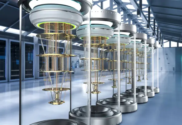 Laboratuvarda kalkan kapsüllerindeki kuantum bilgisayar makinelerinin 3 boyutlu oluşturulması