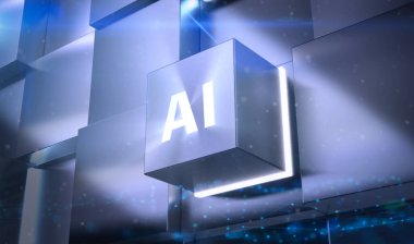 3d rending ai alfabeleri düğmede parlar