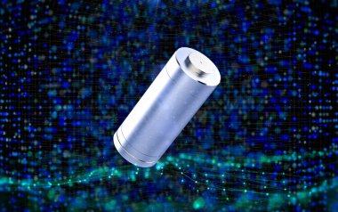 3d alkali ve li-ion ya da parlak mavi arkaplan üzerine şarj edilebilir pil
