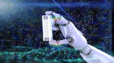 Li-ion ya da şarj edilebilir bataryalar. Robot eli 4K görüntü tutuyor.