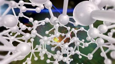 Koyu mavi arka plan 4k görüntülerindeki beyaz molekül yapıları