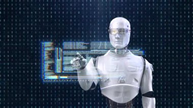 Sanal grafik ekranlı insansı robot ya da ai cyborg