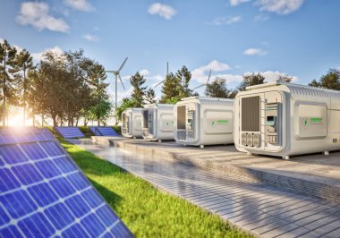 Sıfır emisyonlu 3d enerji depolama sistemi veya pil kabı birimleri grubu