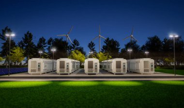 Sıfır emisyonlu 3d enerji depolama sistemi veya pil kabı birimleri grubu