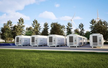 Sıfır emisyonlu 3d enerji depolama sistemi veya pil kabı birimleri grubu