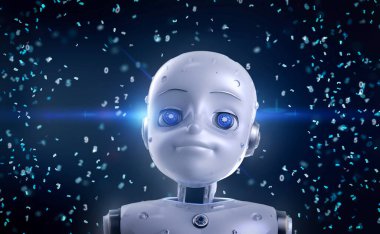 Makine öğrenme konsepti 3d eğitim grafik arayüzü ile ai robotu oluşturma
