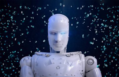 Makine öğrenme konsepti 3d eğitim grafik arayüzü ile ai robotu oluşturma