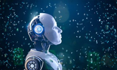 Makine öğrenme konsepti 3d eğitim grafik arayüzü ile ai robotu oluşturma
