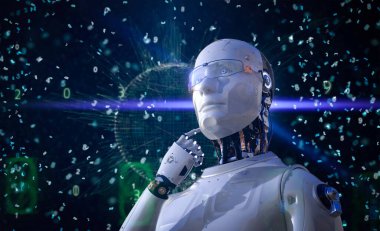 Makine öğrenme konsepti 3d eğitim grafik arayüzü ile ai robotu oluşturma
